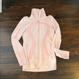 Lululemon Pink Striped Zip-Up Athletic Jacket